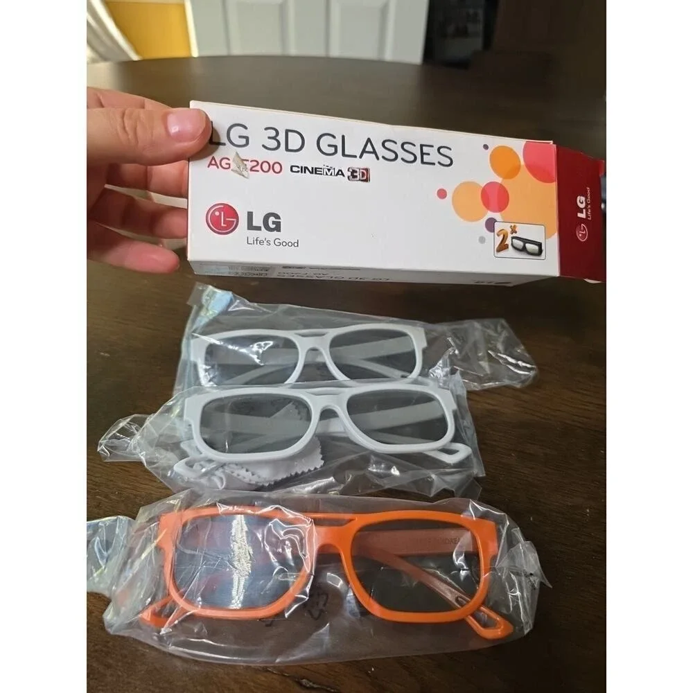 LG AG-F210 Cinema 3D Glasses‎ Black lot of 3 New White Orange